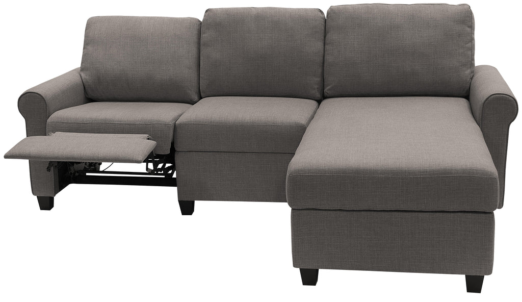 Gray Reclining Sectional with Storage Chaise L905