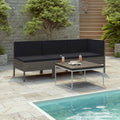 3 Piece Poly Rattan Outdoor Sectional Sofa Set with Cushions Steel Frame Z487