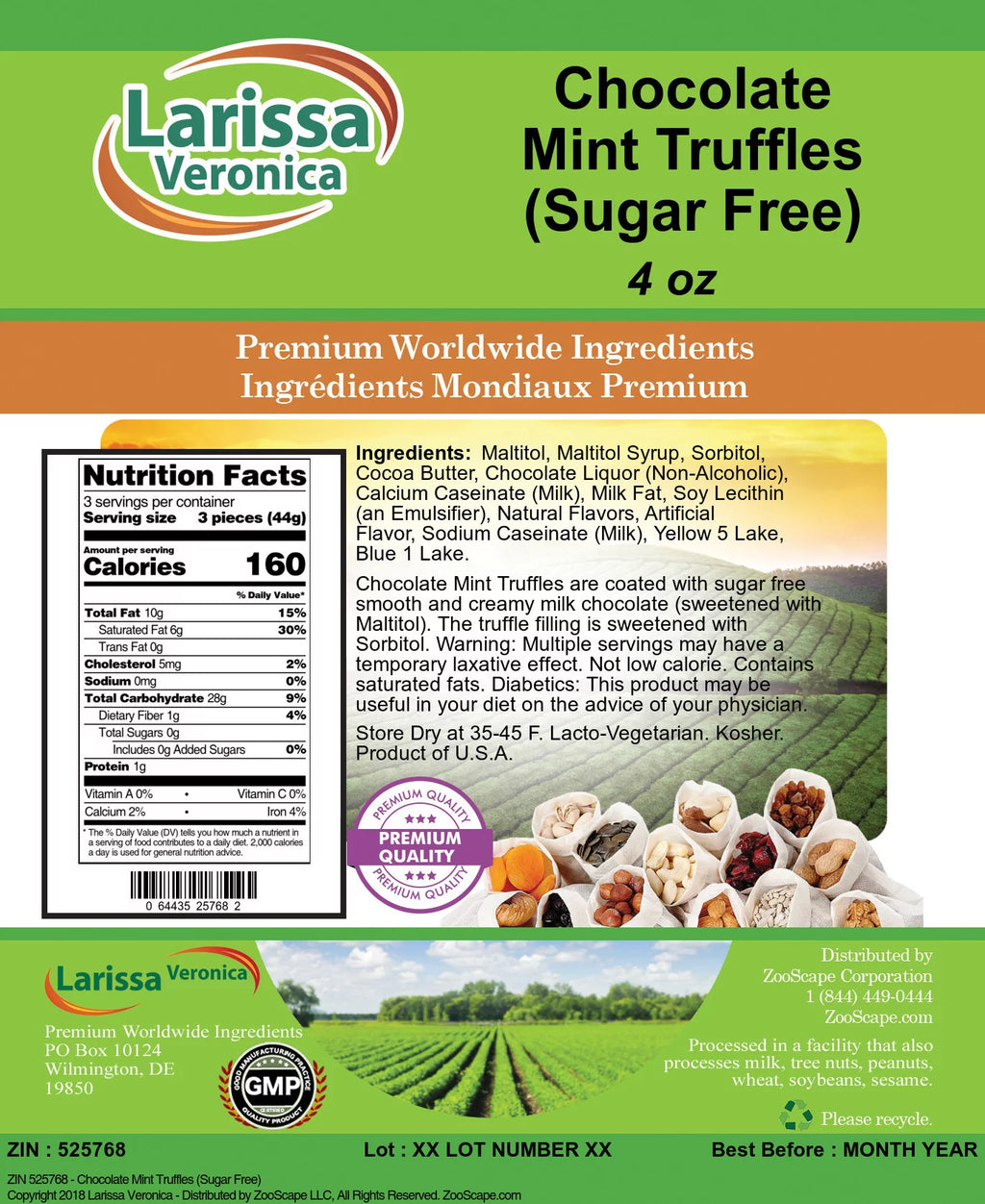 Sugar Free Chocolate Mint Truffles 4 oz 3-Pack U407