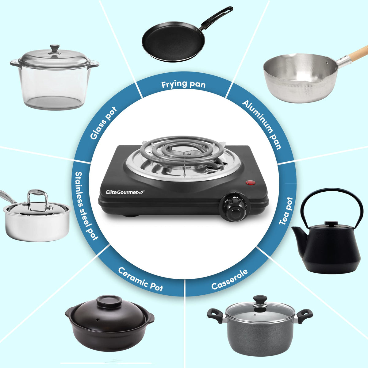 Black Countertop Single Burner Electric Hot Plate D749
