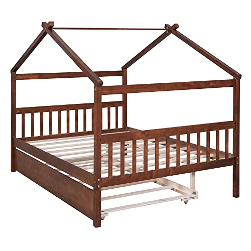 Full Size Solid Wood Platform Bed Frame with 2 Drawers T215302