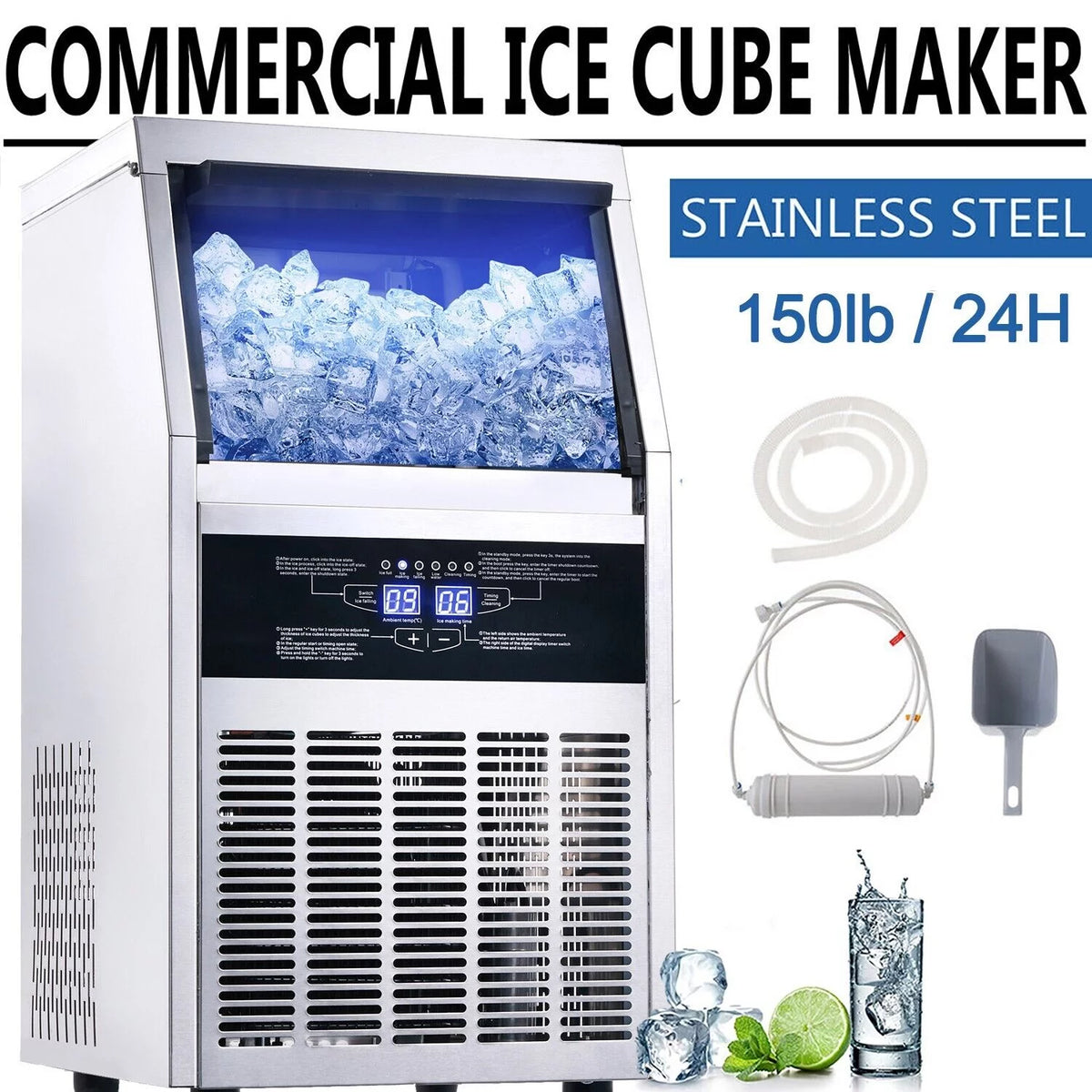 150lb Stainless Steel Commercial Ice Maker N43536