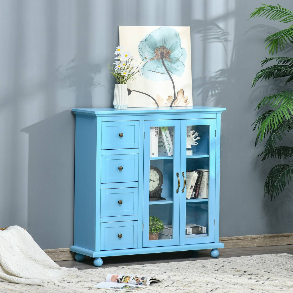 Storage Cabinet with 4 Drawers and Glass Door E14161