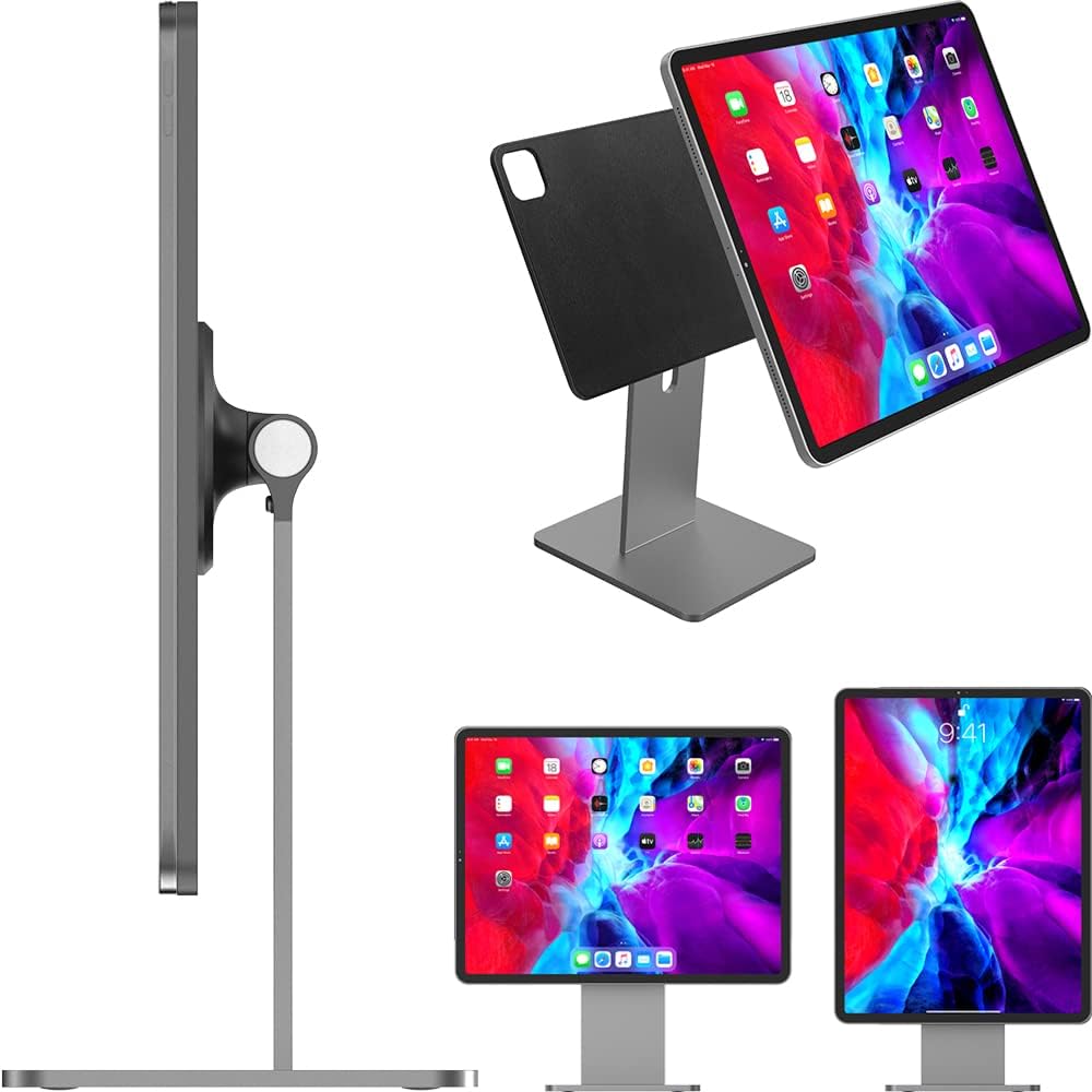 MagFlott magnetic stand for iPad Pro 12.9” space gray with 6’ usb c cable I882031