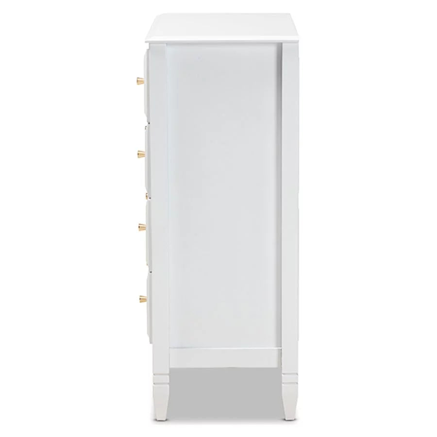 White 4-Drawer Wood Bedroom Chest N3861
