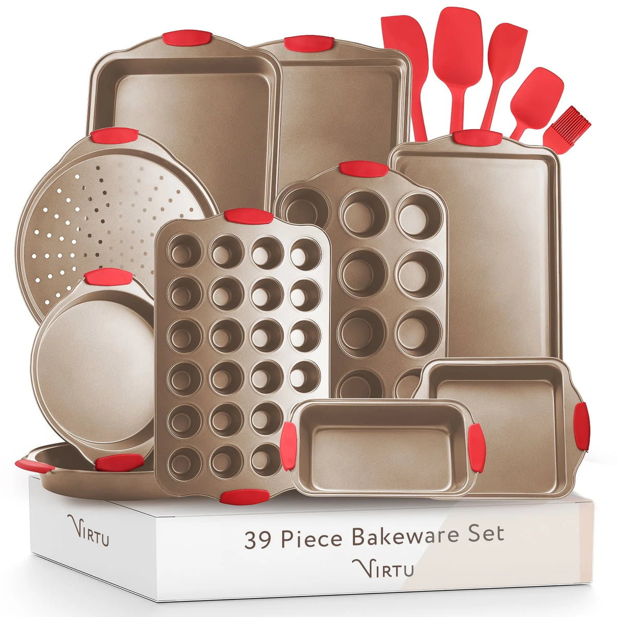 15 PC Nonstick Carbon Steel Bakeware Set with Silicone Handles U85865