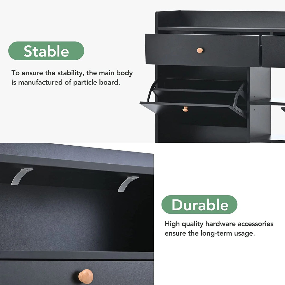 Black 4 Flip Drawer Shoe Storage Cabinet M659