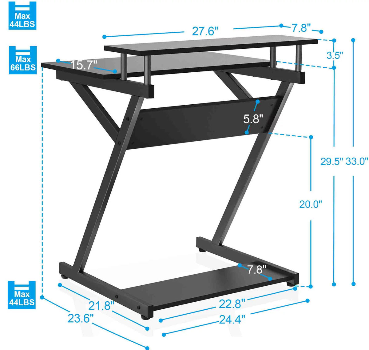 27-Inch Computer Desk with Monitor Shelf S36938