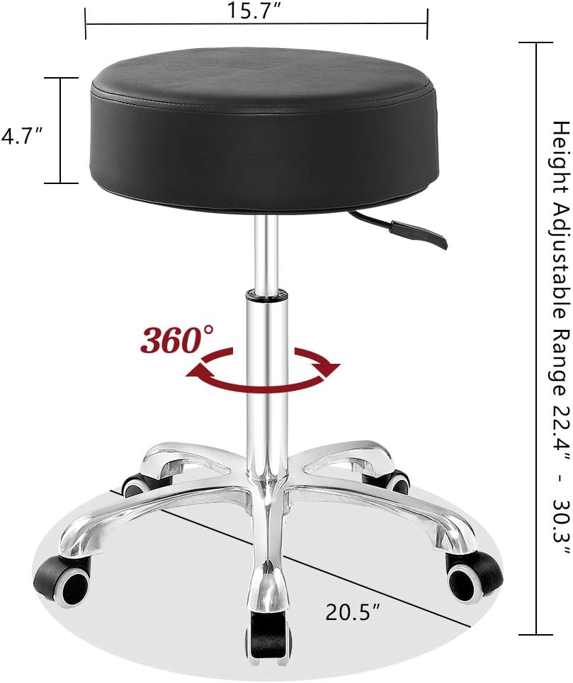 Height Adjustable Swivel Stool with Extra Large Seat (Black) Y98797