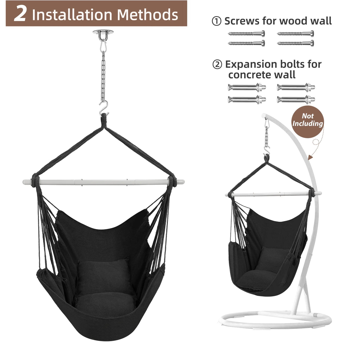 Large Cotton Hammock Chair Swing with Cushions J9920