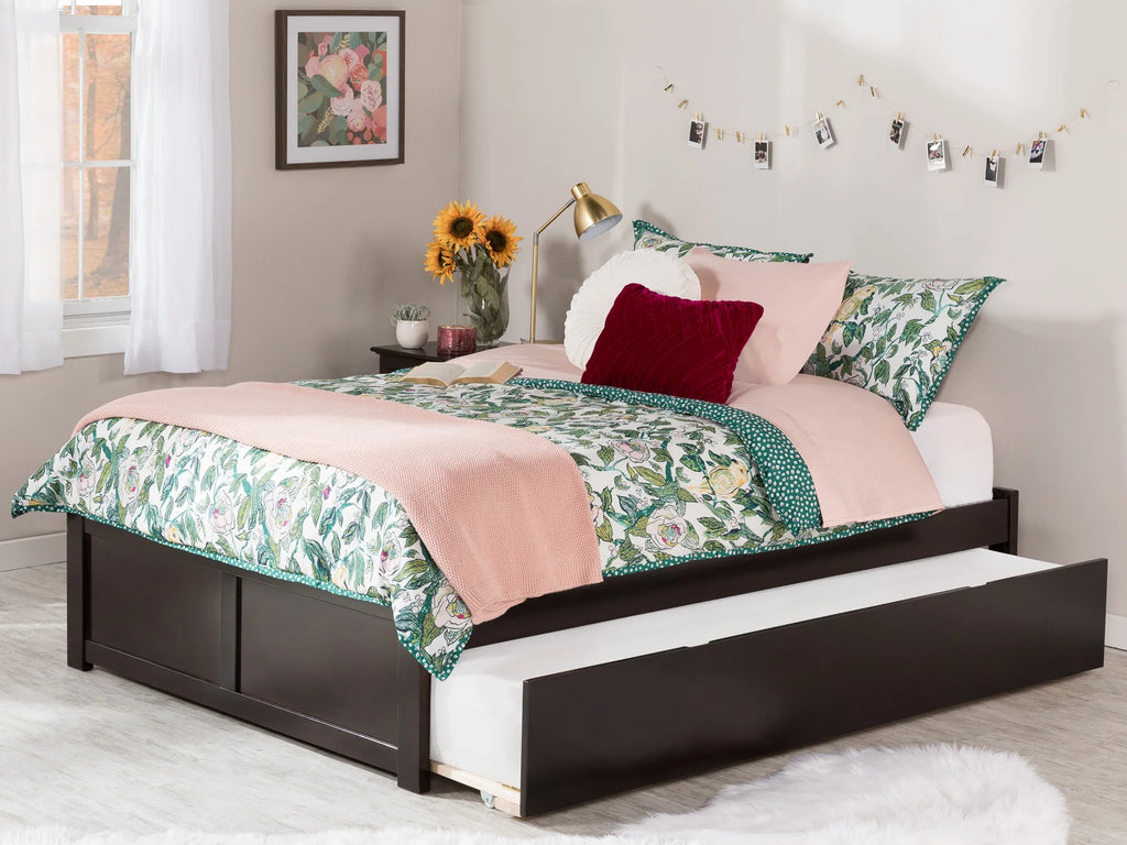 Full Platform Bed with Trundle Bed in Espresso U516093