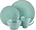 16 Piece Turquoise Stoneware Dinnerware Dish Set H171
