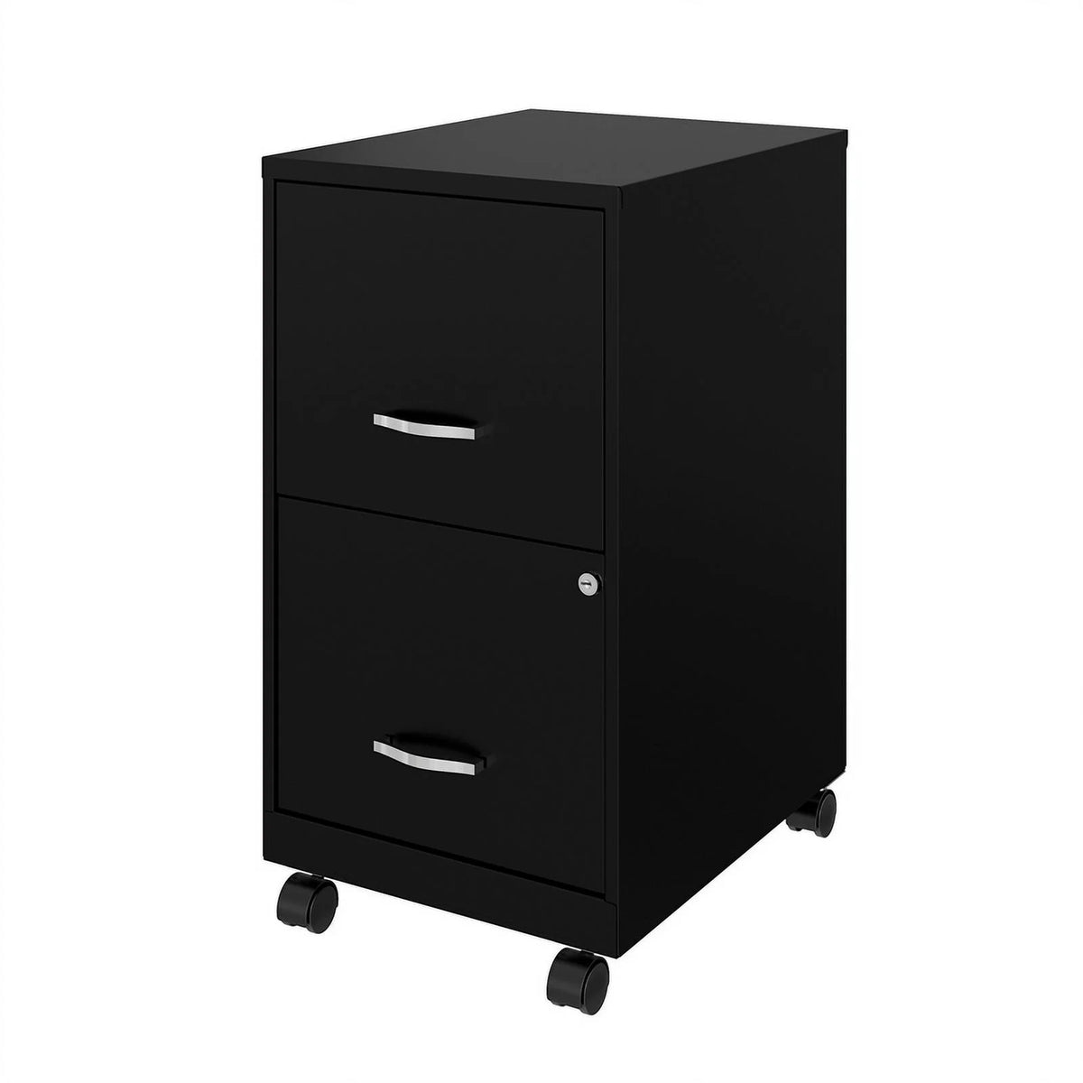 18" 2 Drawer Mobile Metal File Cabinet - Black Q52750