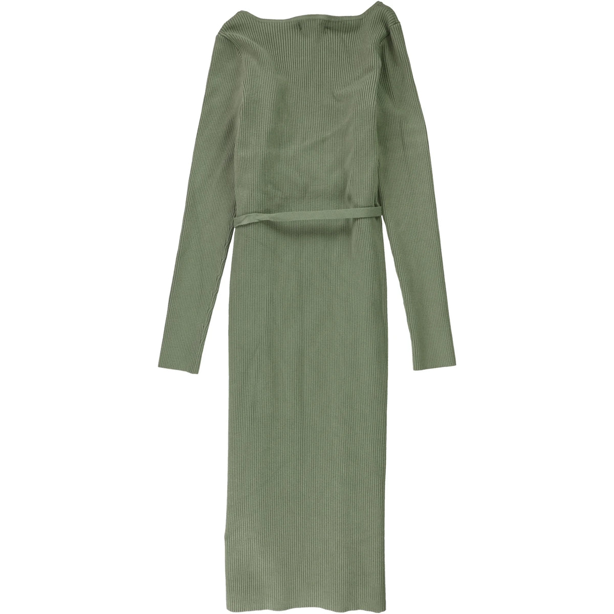 Green Tie Long Sleeve Tea-Length Wrap Dress M5173