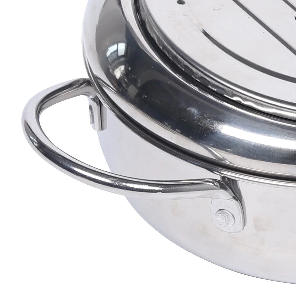 2.2L 304 Stainless Steel Deep Fryer Pot with Temperature Control Lid Z4127