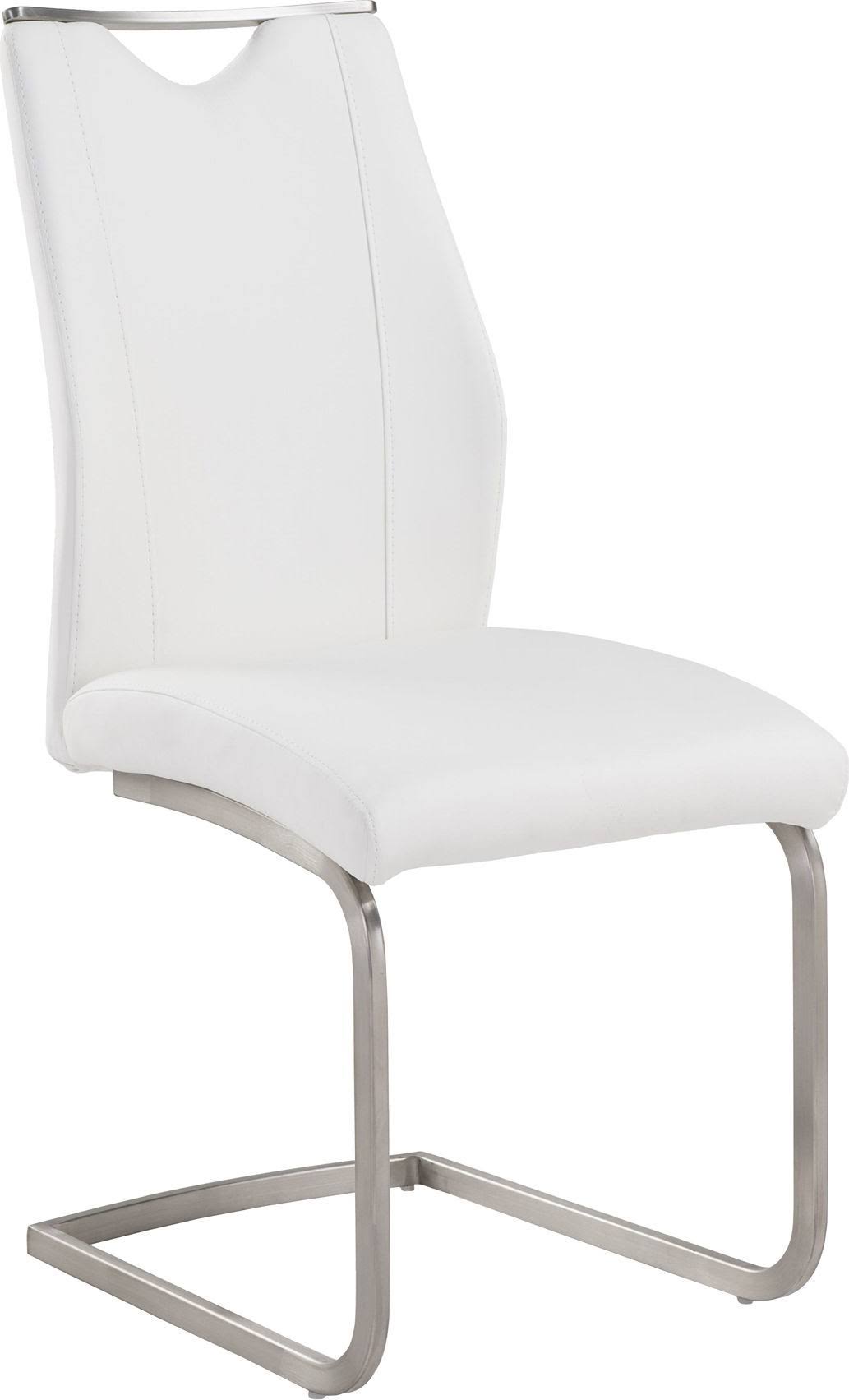 White and Stainless Steel Side Chair, Set of 2 O1783