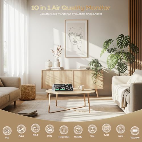 10-in-1 Air Quality Monitor Indoor Portable Co2 Detector V525576
