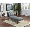 Blue Grey Polyfiber Adjustable Chaise Bed Solid Wood Legs Plush Couch W5913