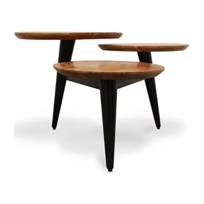 Black Brown Solid Wood Round Coffee Table A1289