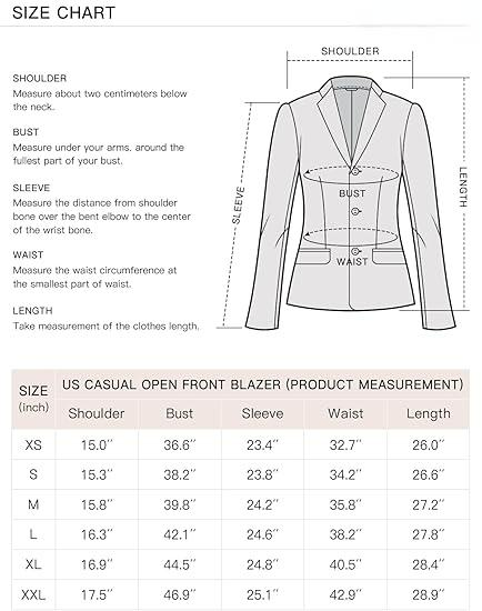 Womens Open Front Long Sleeve Blazer Y236459
