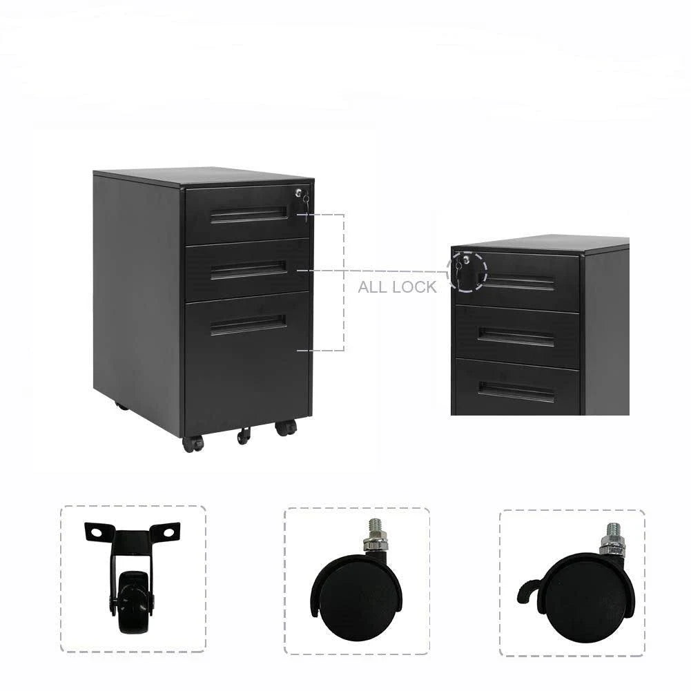 3 Drawer Rolling Metal Locking File Cabinet Q247379