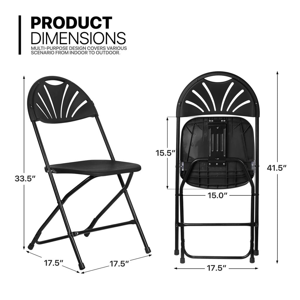 11 Pieces 5 Ft Plastic Folding Table Set with 10 Black Folding Chairs X2929