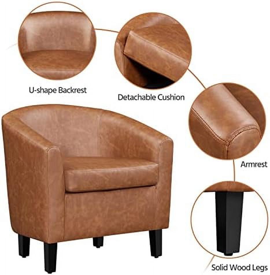 Faux Leather Barrel Accent Chair with Ottoman Set A130736