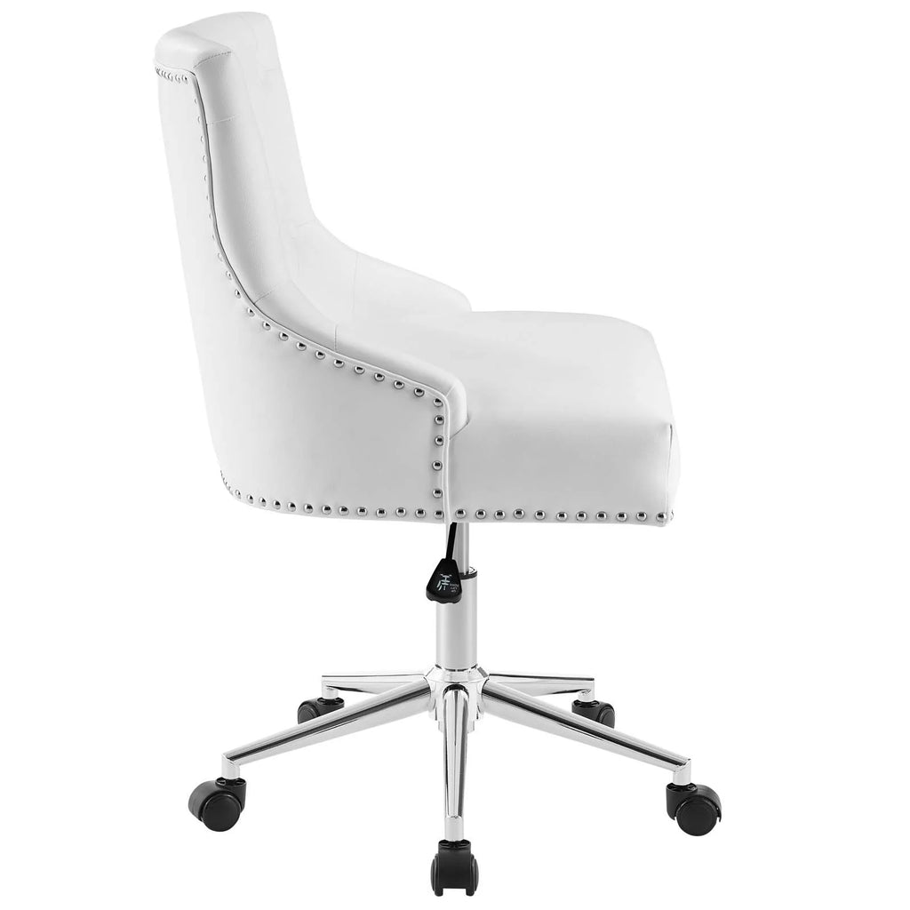 White Tufted Faux Leather Swivel Office Chair L2299