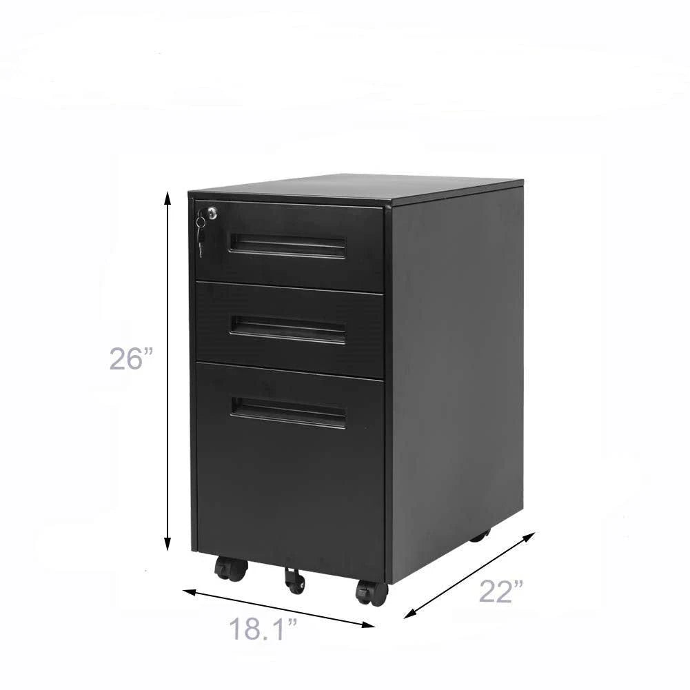 3 Drawer Rolling Metal Locking File Cabinet Q247379