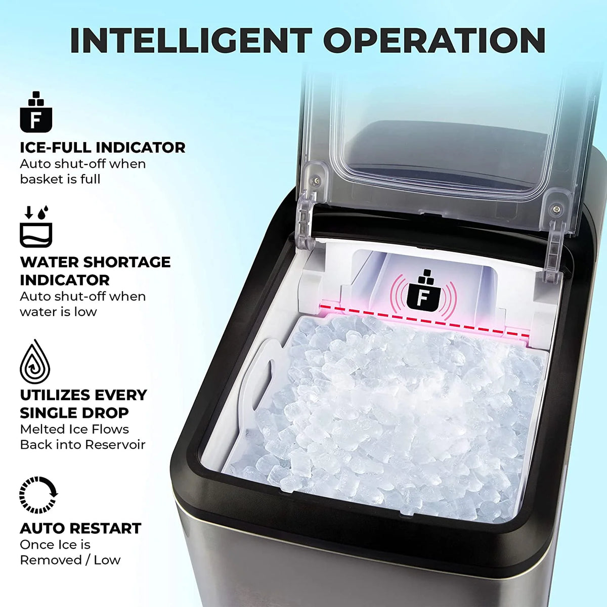 Countertop Nugget Ice Maker Stainless Steel L604