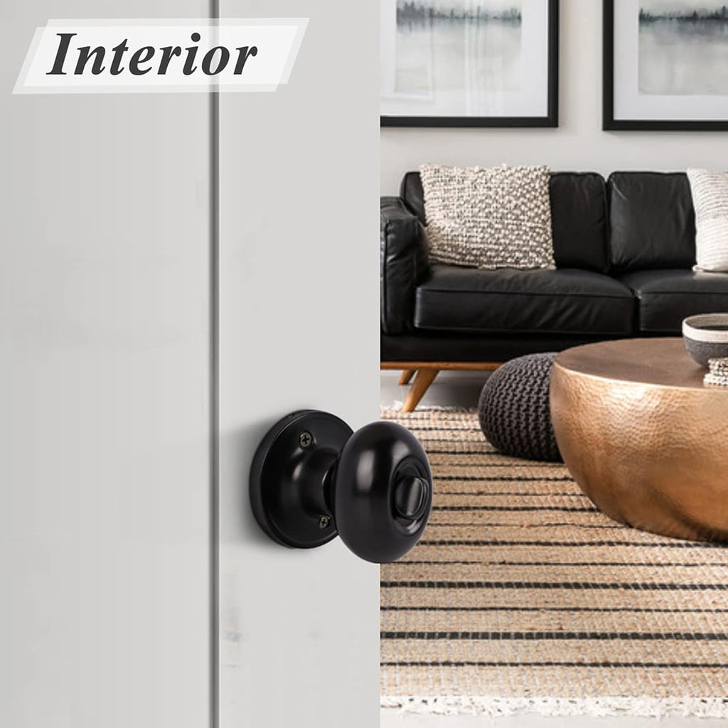 6 Pack Black Oval Privacy Door Knobs D54396