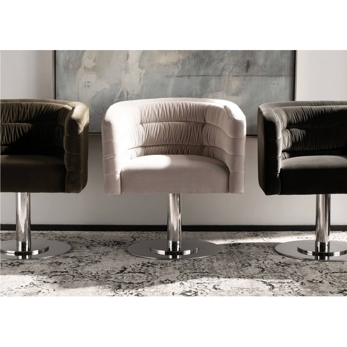 Almond Velvet Swivel Tub Chair C78103