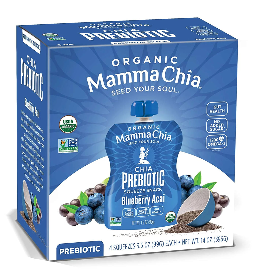 Organic Chia Prebiotic Squeeze Blueberry Acai 3.5 oz Pack of 2 L916