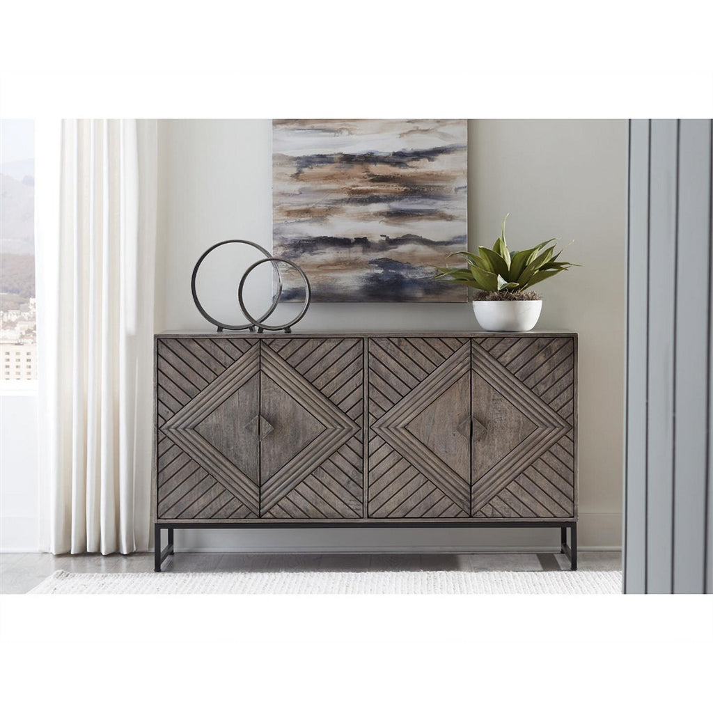 Distressed Gray Wood Accent Cabinet D3885