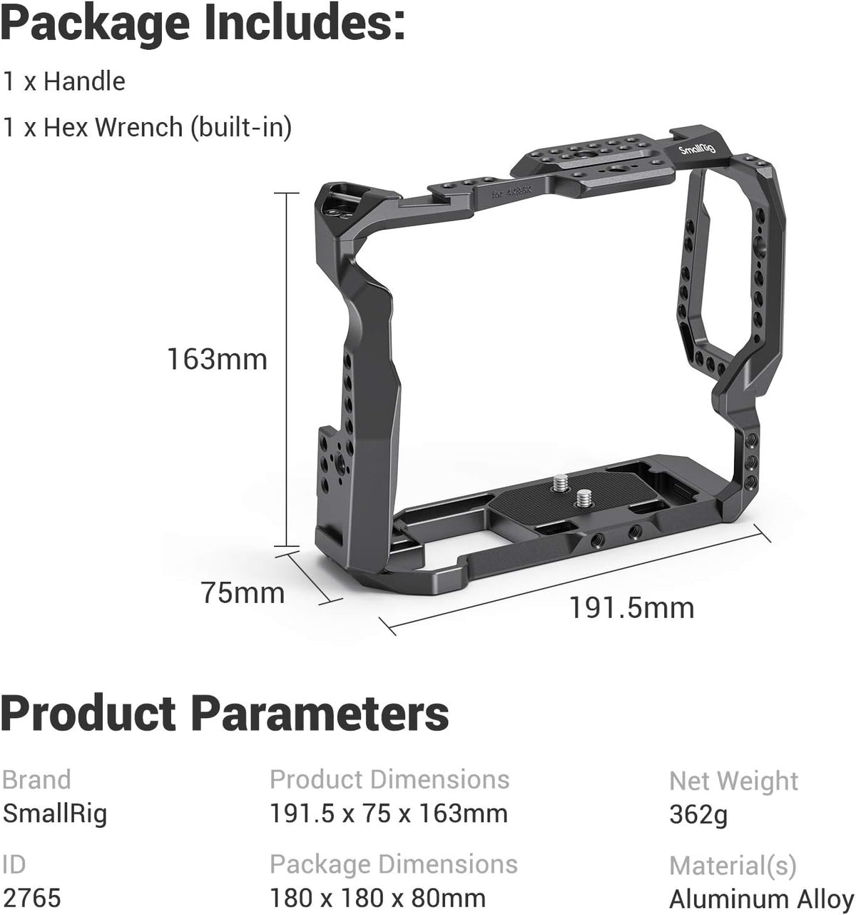Camera Cage with Battery Grip Y5746