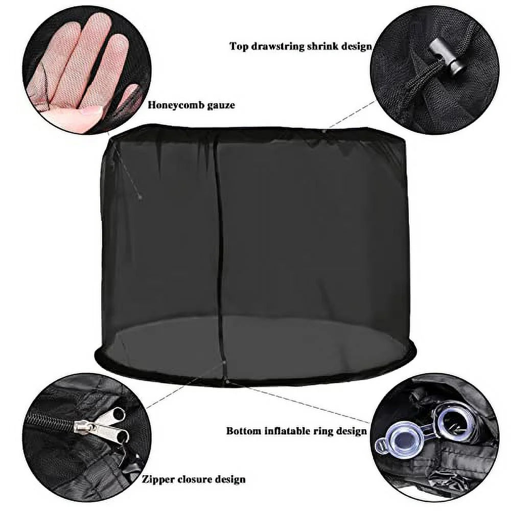 Black Awning Netting with Zipper Door and Polyester Mesh W80562