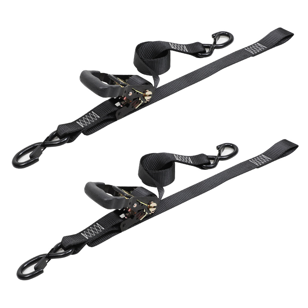 3333Lb Break Strength Cam Buckle Tie Down Straps, 2 Packs, Black M89298
