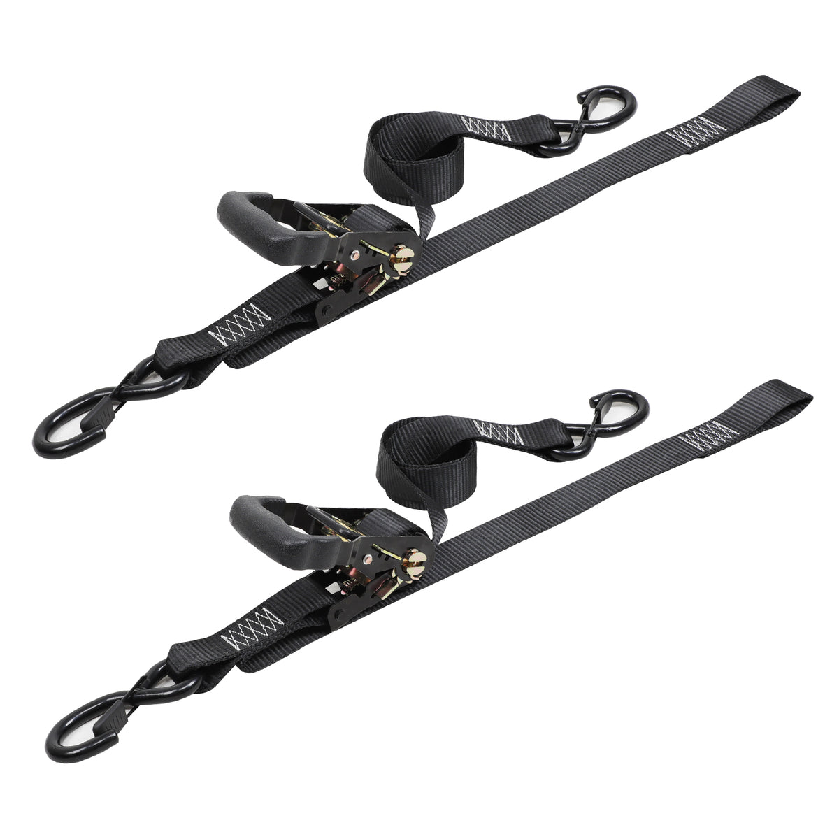 3333Lb Break Strength Cam Buckle Tie Down Straps, 2 Packs, Black M89298