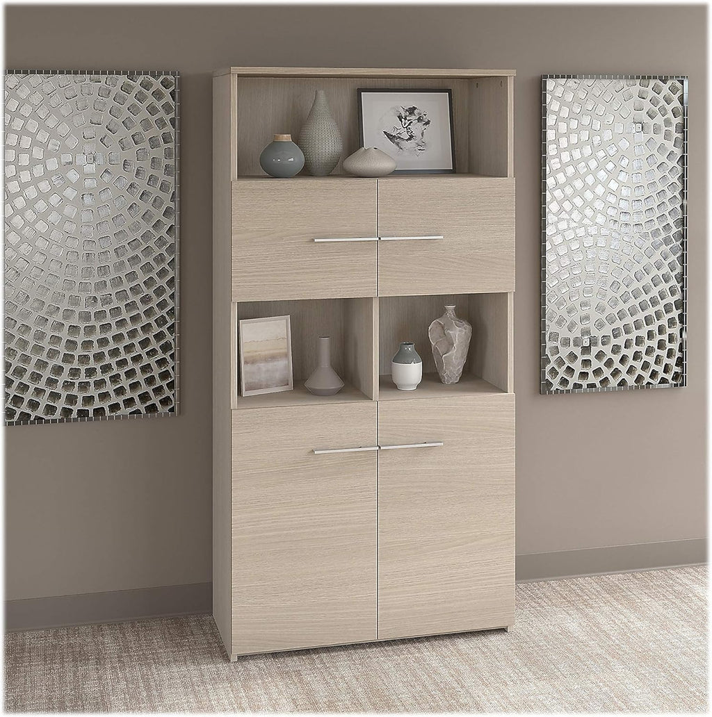 5 Shelf Bookcase with Doors in Sand Oak D914