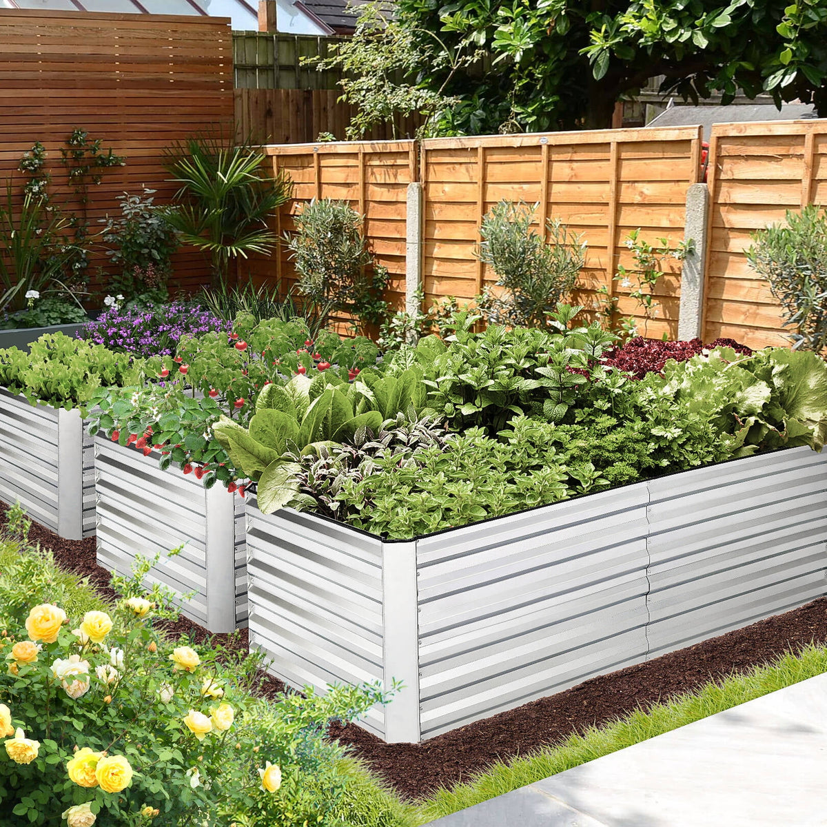 6x3x2ft Galvanized Steel Raised Garden Beds F5099