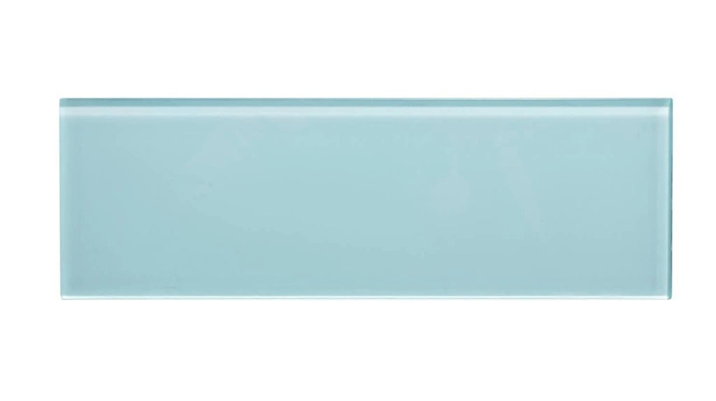 Glossy Baby Blue Glass Subway Tile, 4 inch x 12 inch, 5 Square Feet Carton X48052