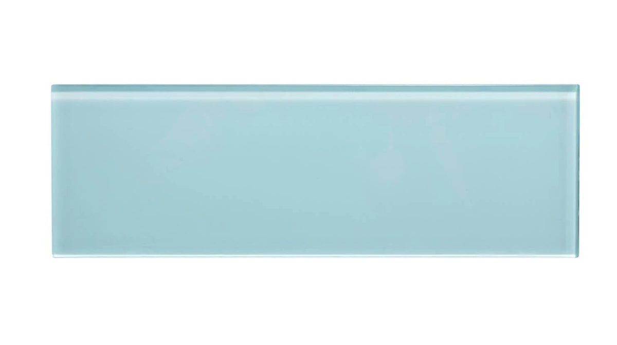 Glossy Baby Blue Glass Subway Tile, 4 inch x 12 inch, 5 Square Feet Carton X48052