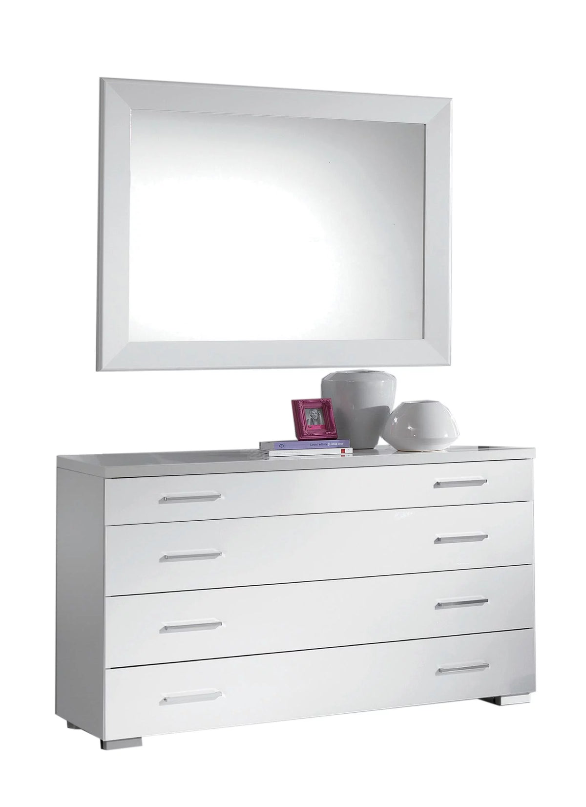 White High Gloss Lacquer 4 Drawer Dresser N355