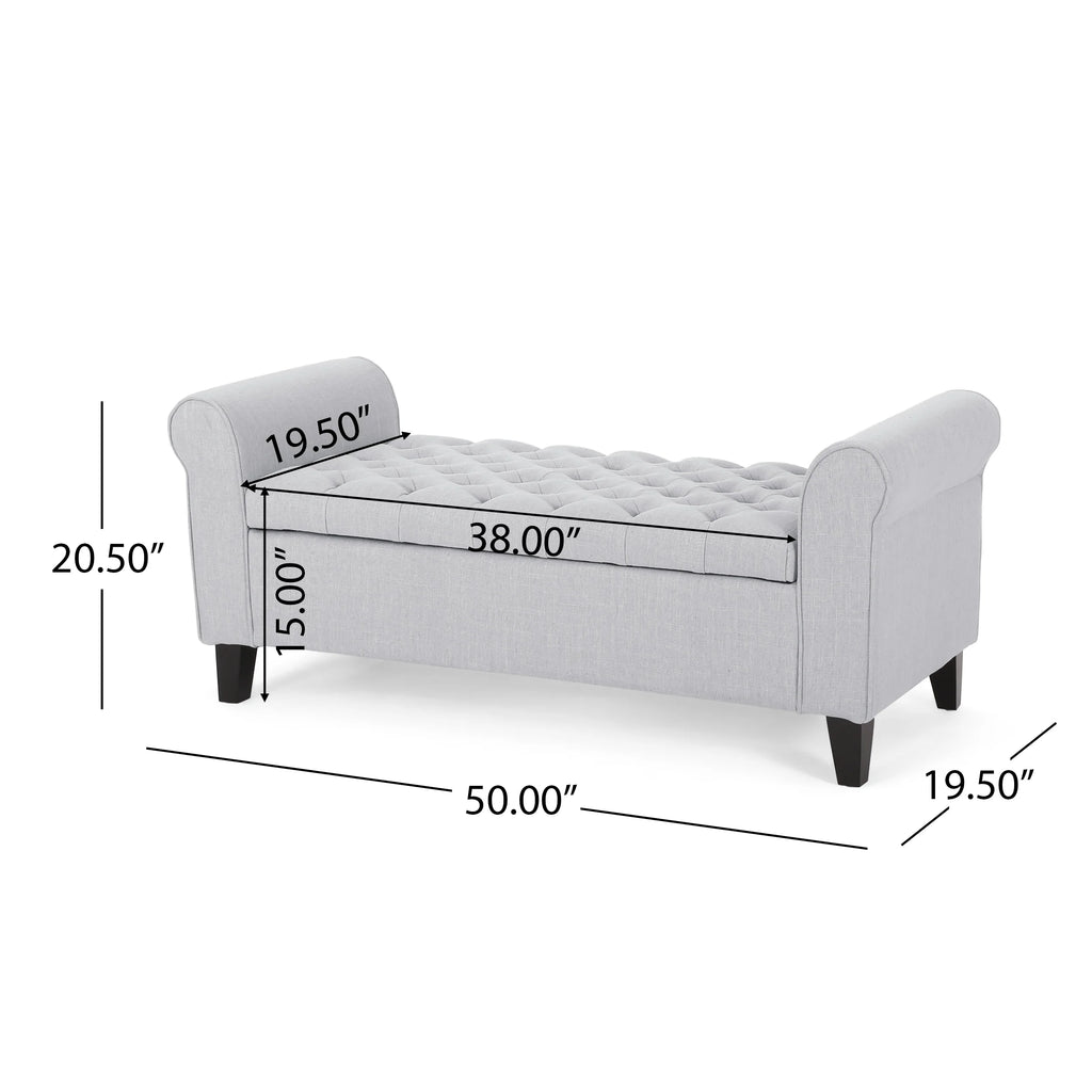 Light Gray and Dark Brown Fabric Storage Ottoman Bench C608852
