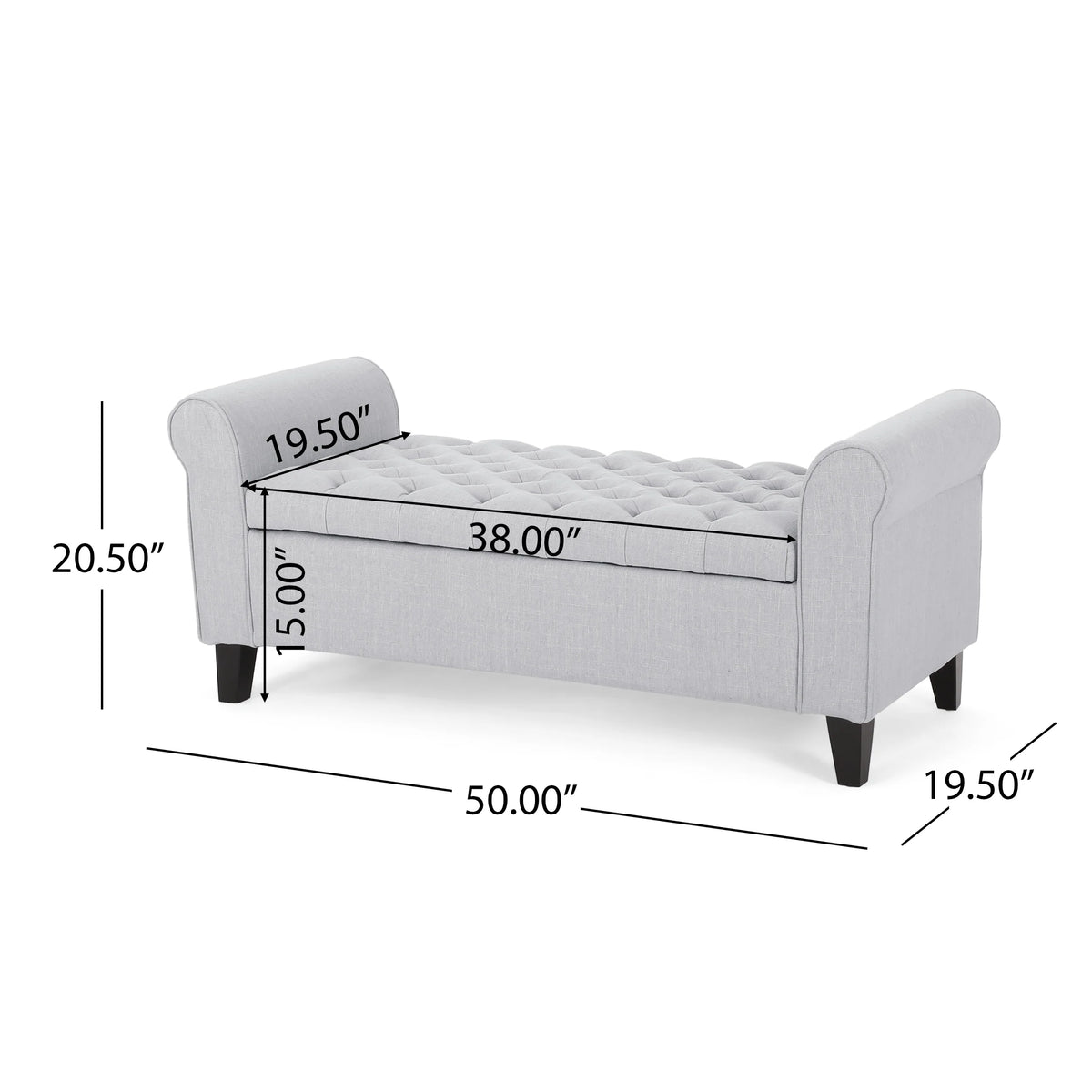 Light Gray and Dark Brown Fabric Storage Ottoman Bench C608852