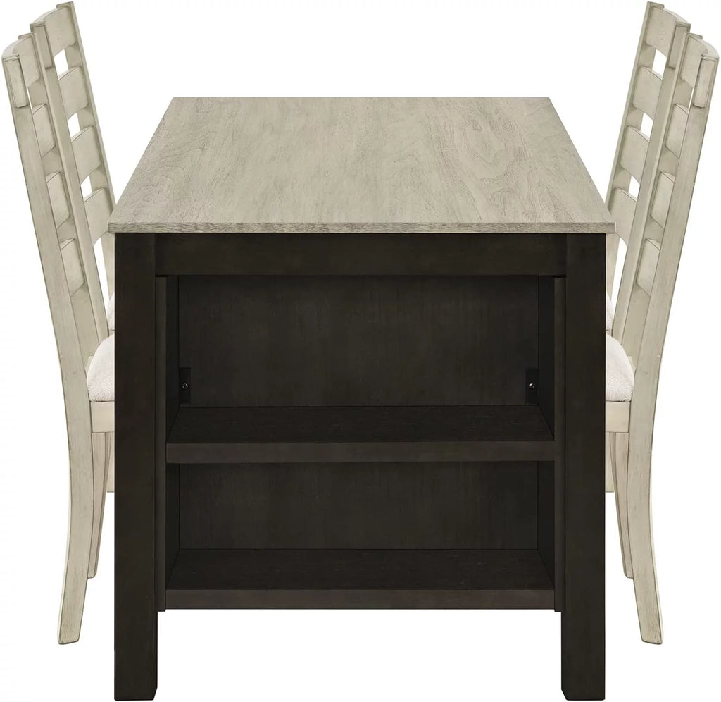 5-Piece Wood Dining Table Set with Padded Chairs F688
