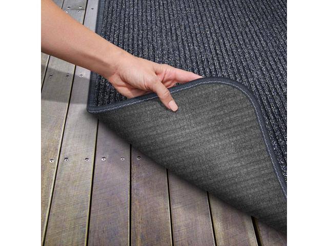 Skid-Resistant Heavy-Duty Carpet Runner, Stormy Blue, 4' x 15' T514027