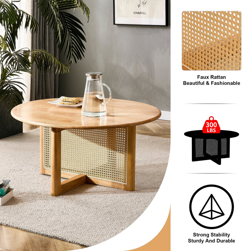 Coffee Table with Rattan Accents W6284