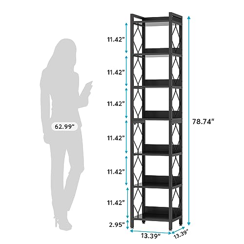 78.7 Inch Extra Tall Narrow 7 Tier Bookshelf B716145