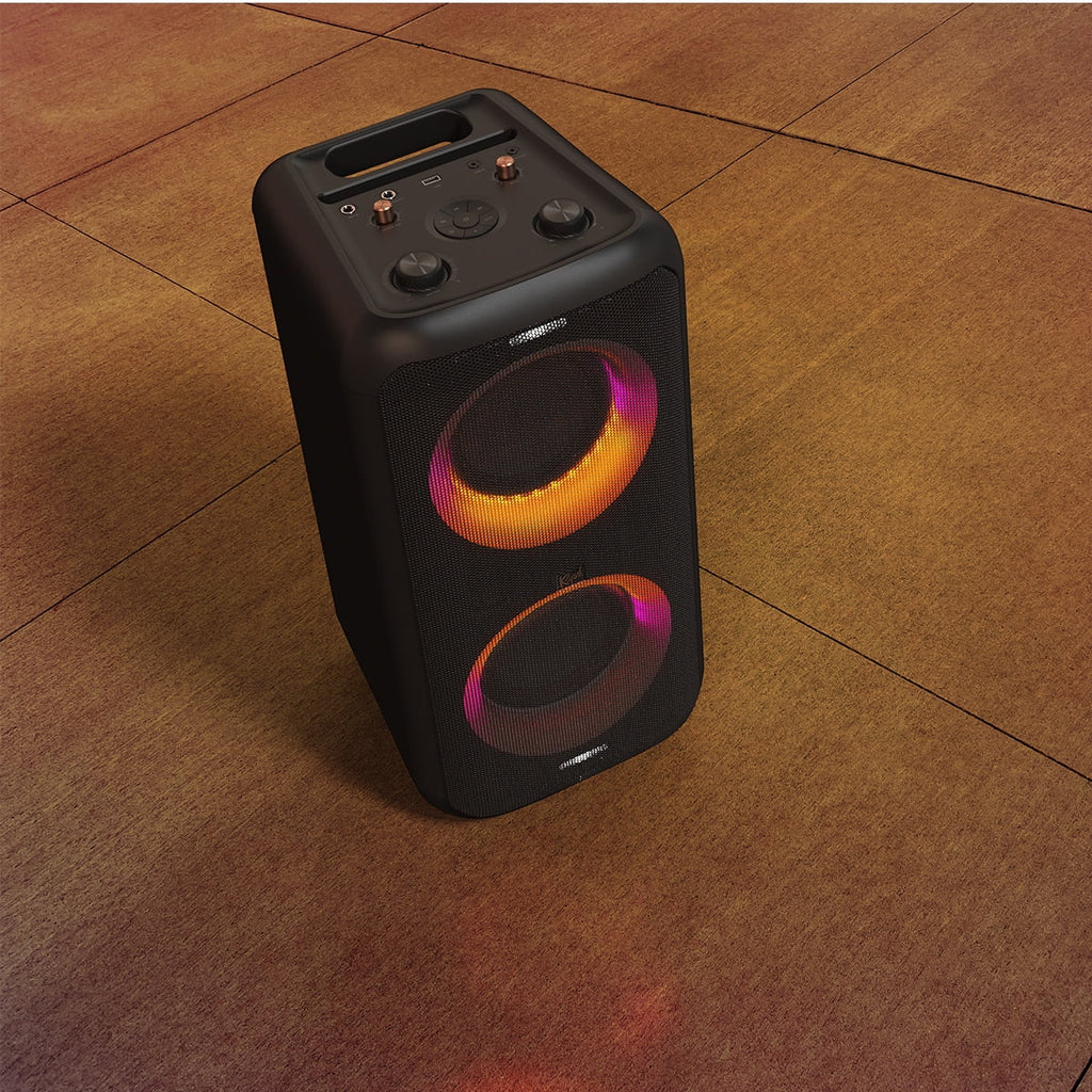 Bluetooth Wireless Party Speaker with Wired Microphone, RGB Lighting, Guitar Input, IPX4 Splash Resistance E5854
